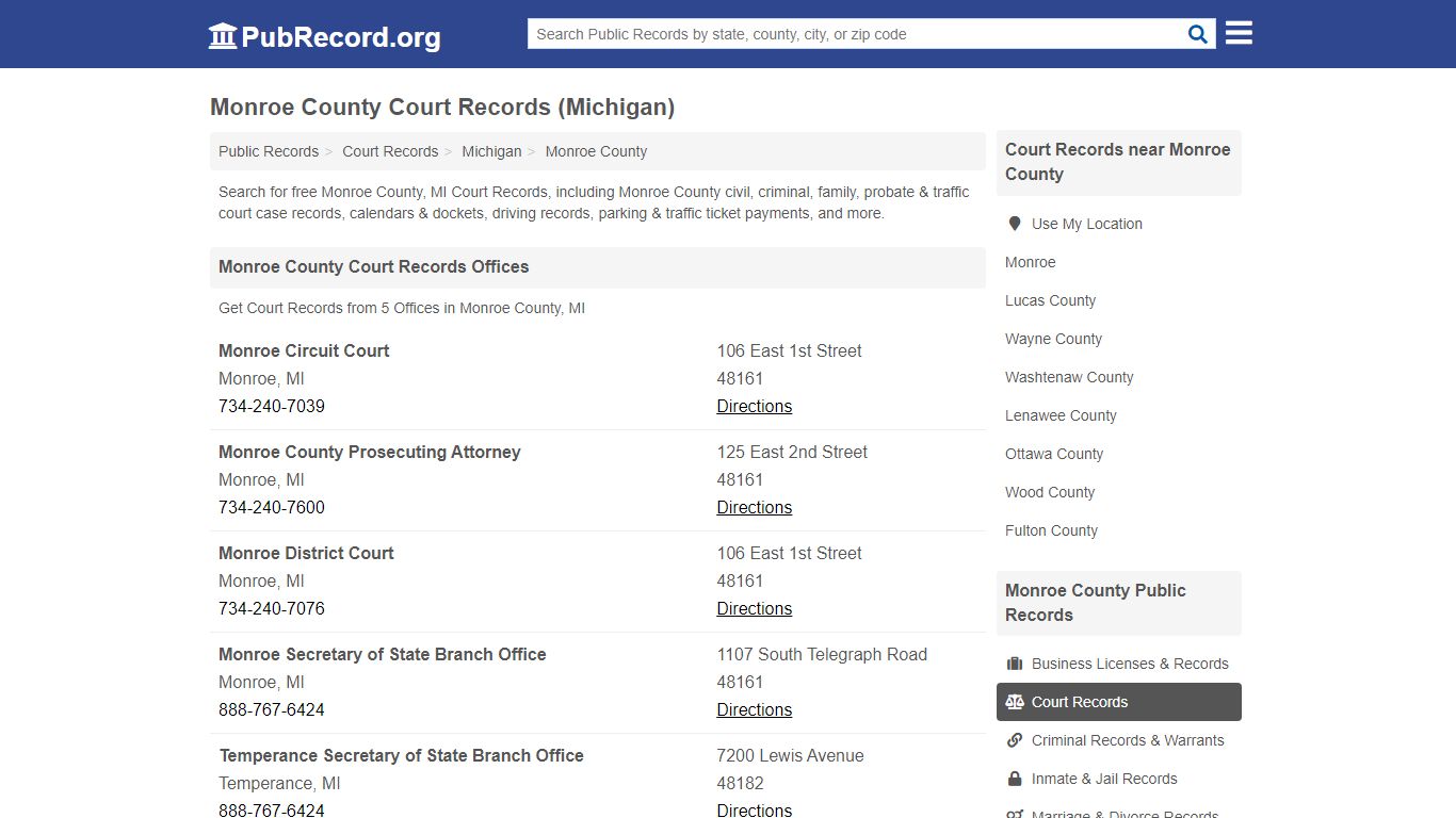 Free Monroe County Court Records (Michigan Court Records)