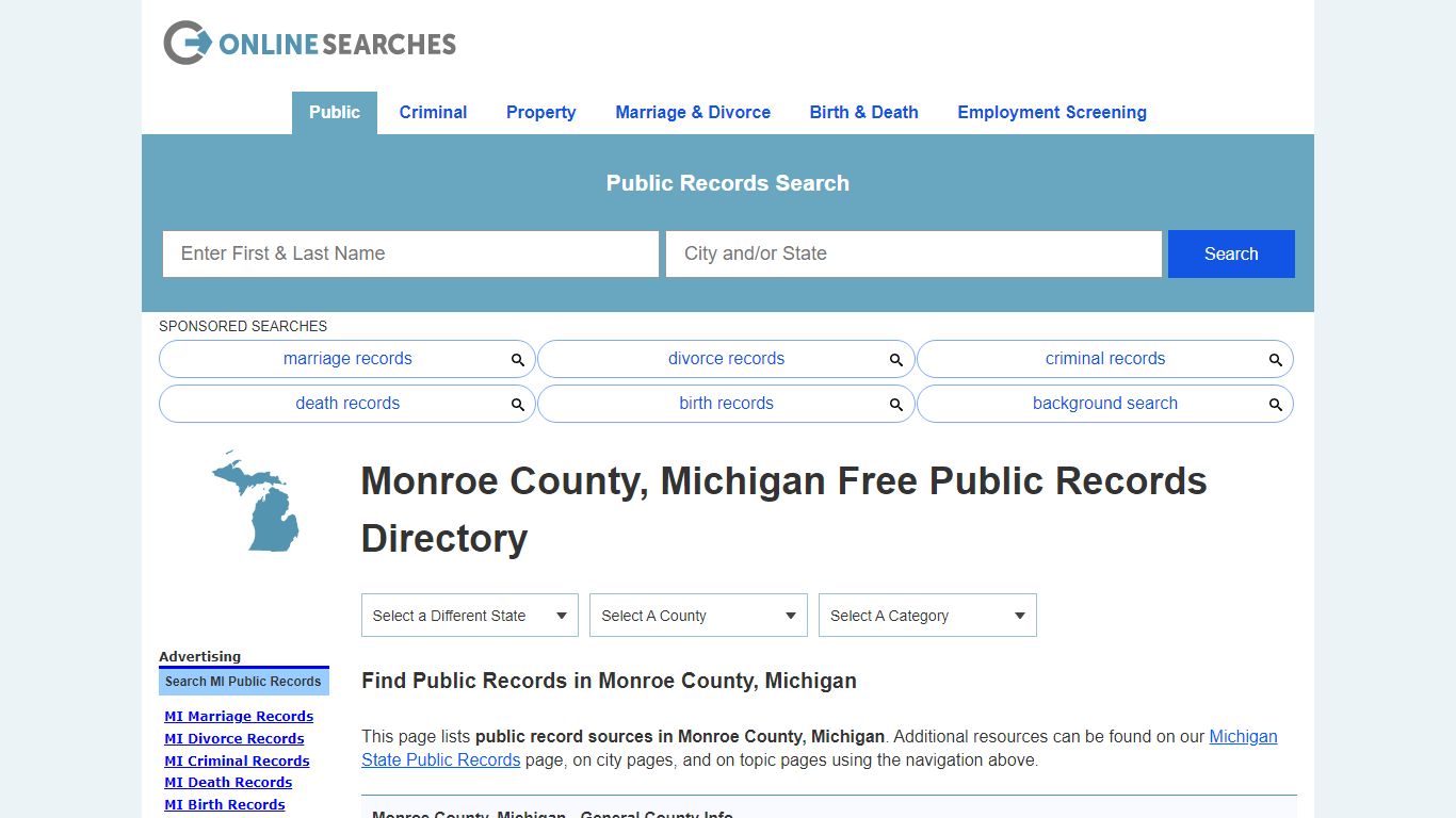 Monroe County, Michigan Public Records Directory